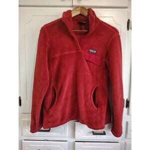 Patagonia Re Tool Snap T Fleece Pullover Womens Medium Red Deep Pile Jacket soft
